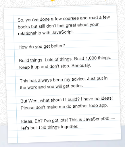 Wes Bos' JavaScript 30 page