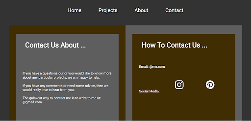 The contact page design