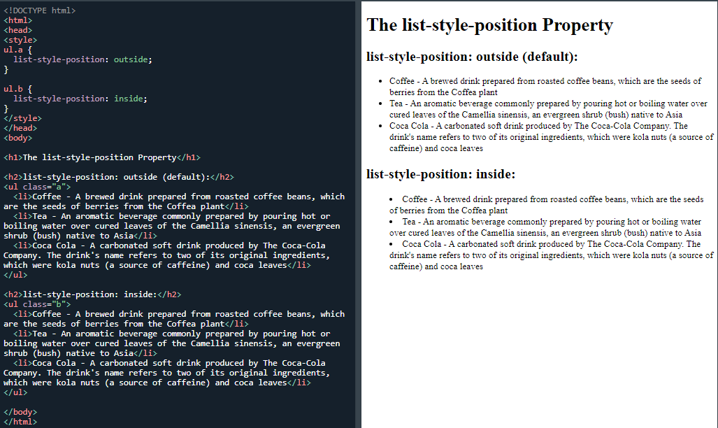 List-style-position property