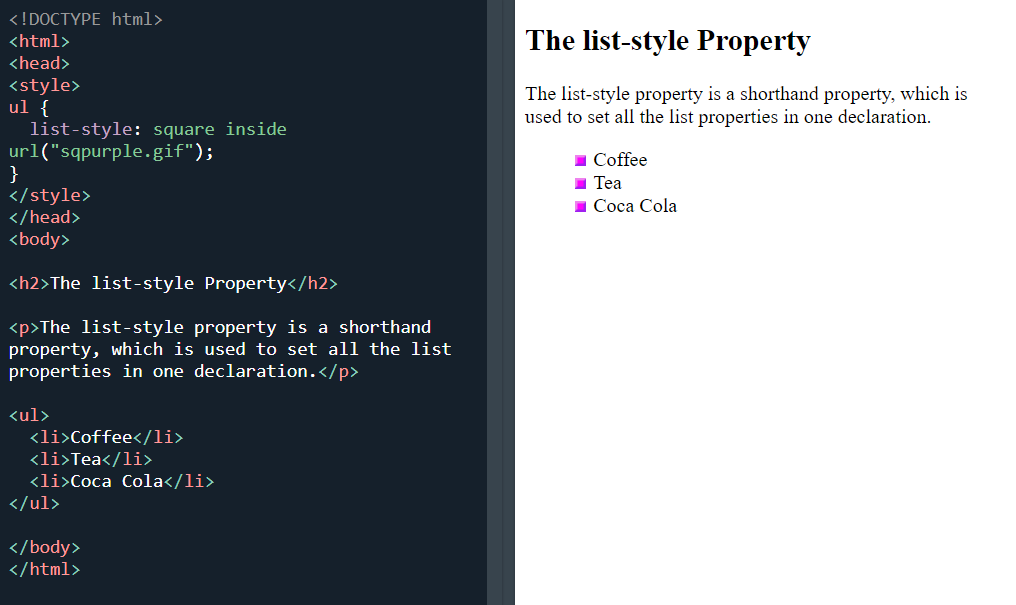 List-style shorthand