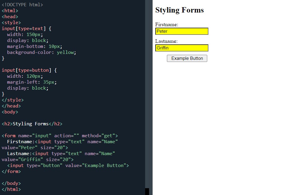 Styling form with attribute selector