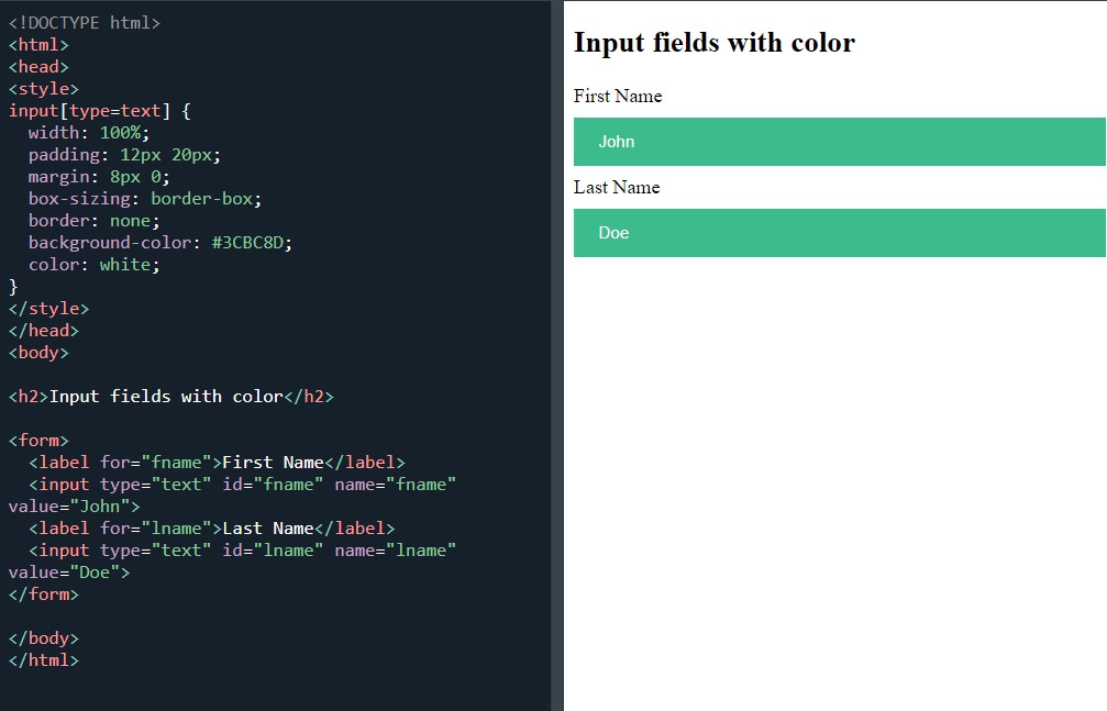 Input fields with color