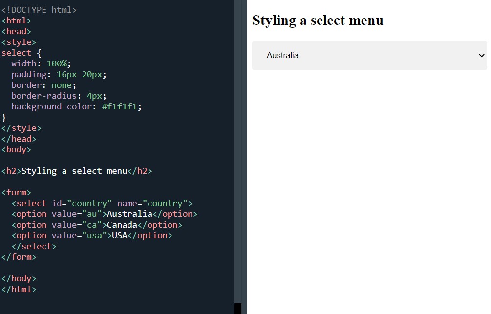 CSS Select menu