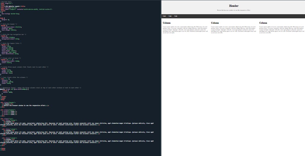 Responsive 3-column to 1-column layout