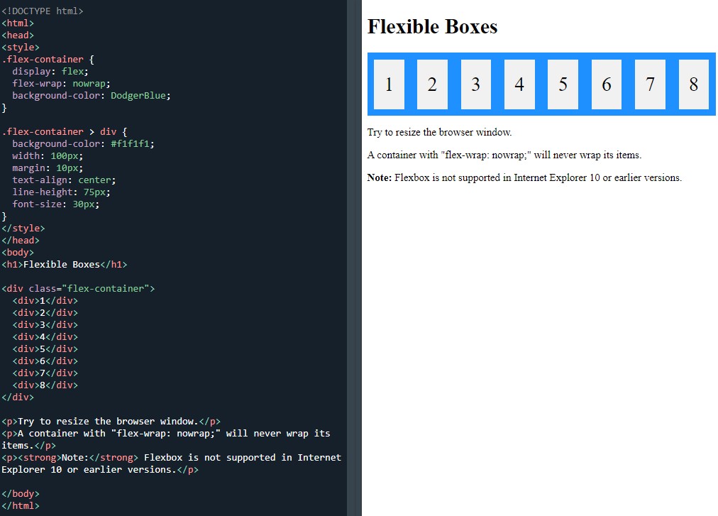 CSS flexbox container