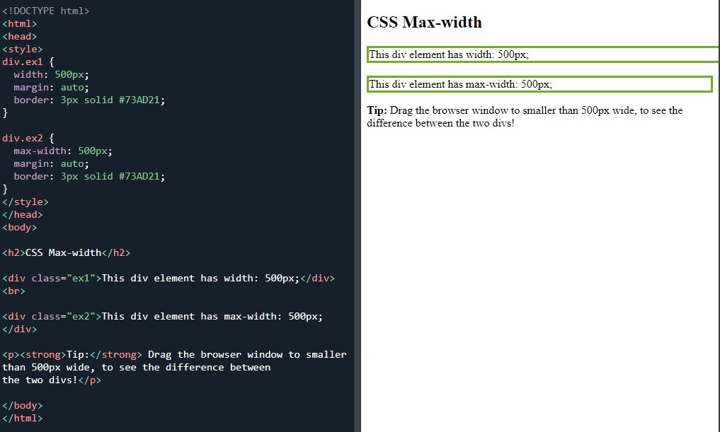 CSS width and max-width 