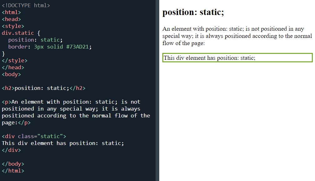 CSS div position static