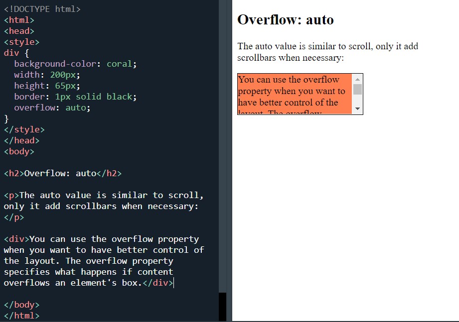 CSS overflow:auto