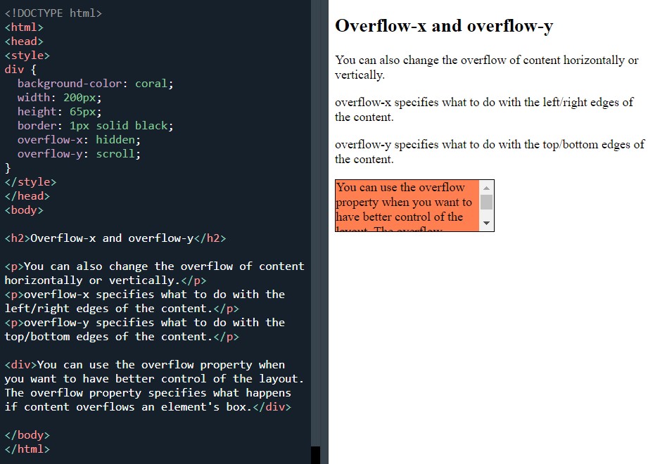 CSS Overflow-x and overflow-y