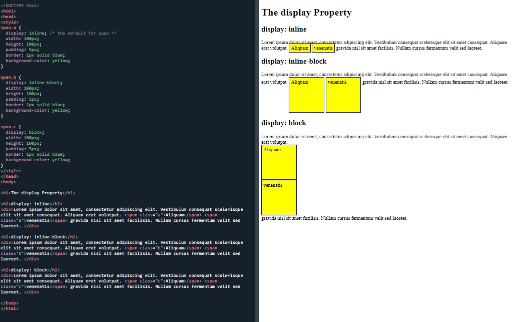 CSS inline, inline-block and block