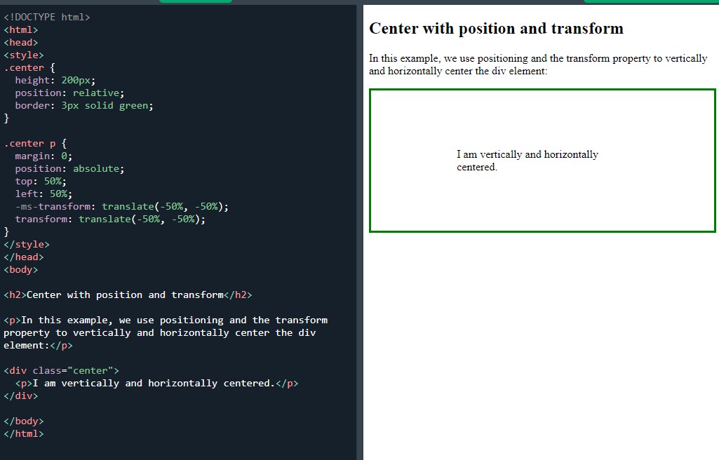 CSS Center with position and transform