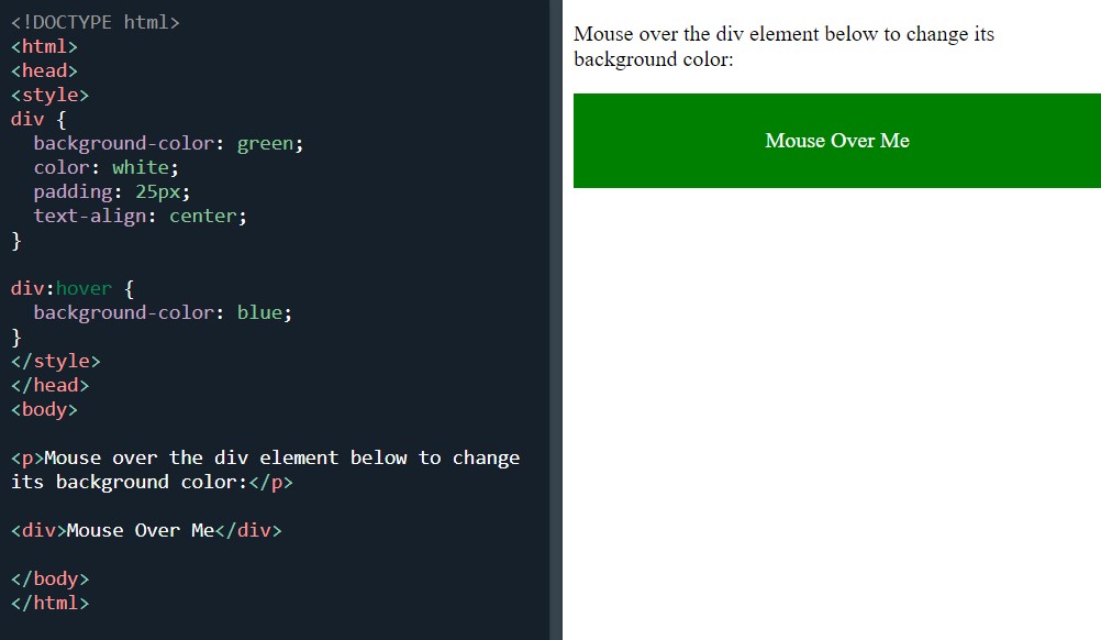 Hover on a div element