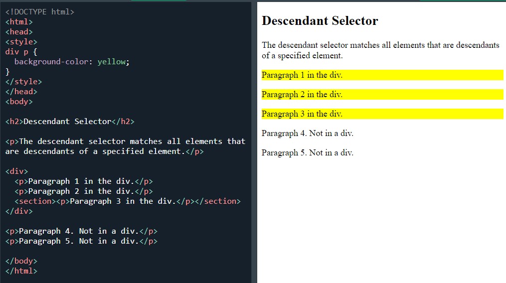 CSS descendant selector