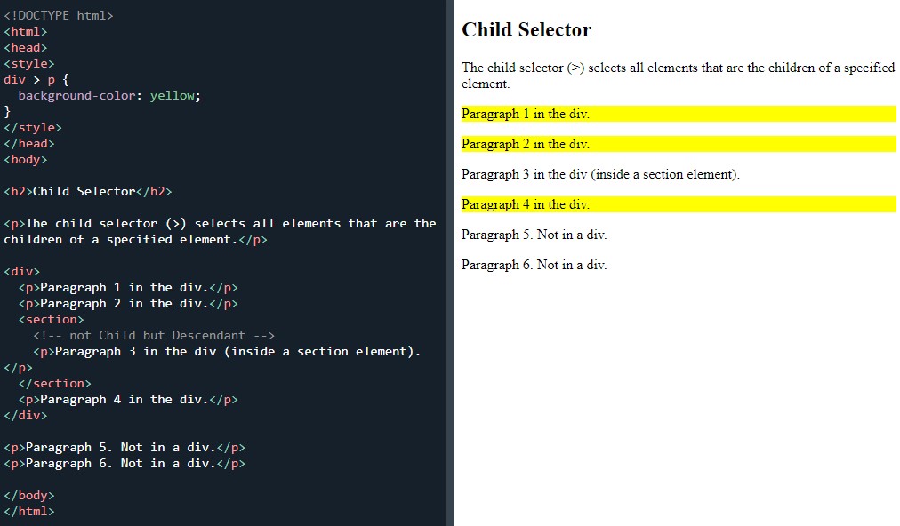 CSS child selector