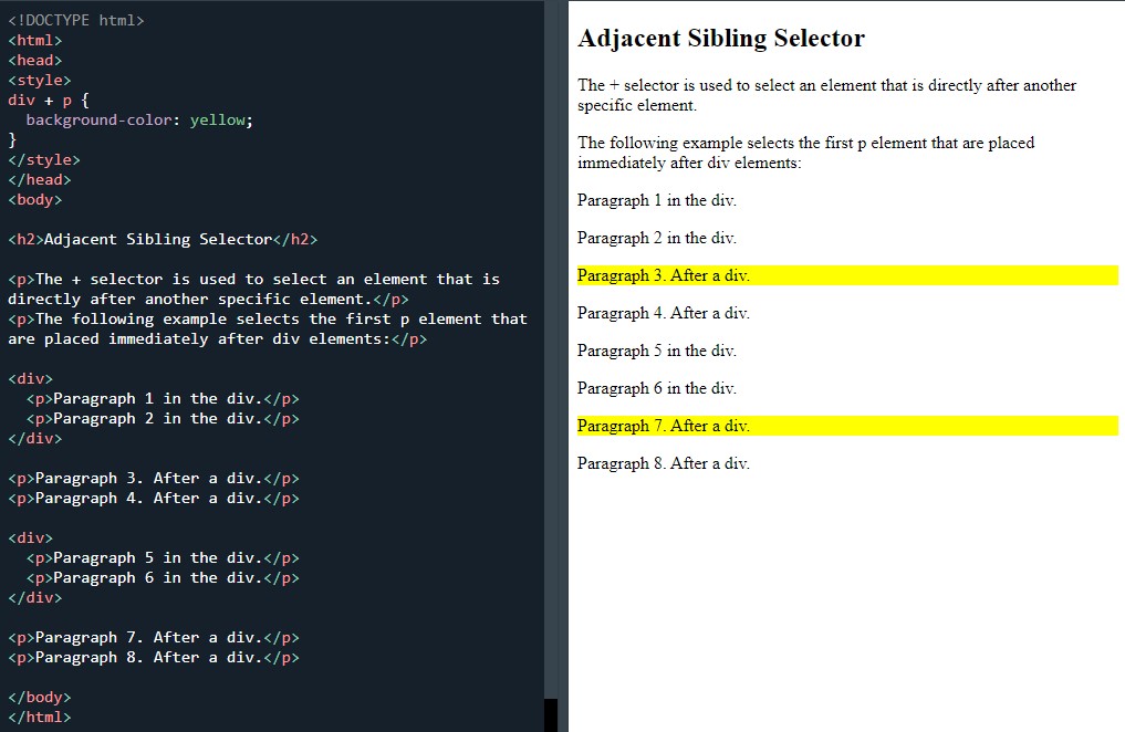 CSS adjacent sibling selector