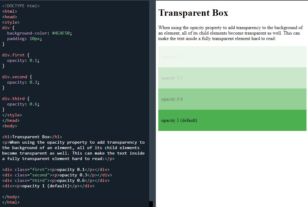 CSS transparent box