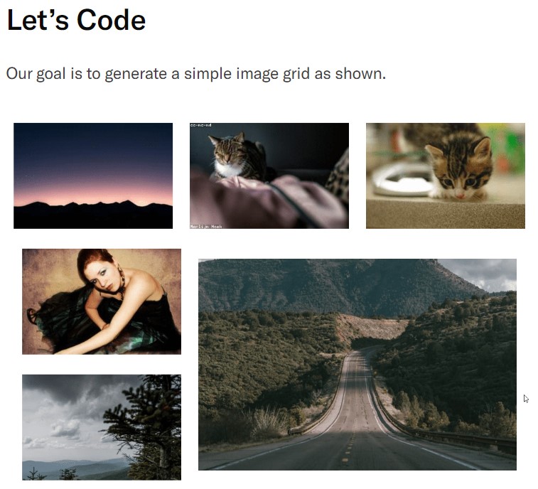 a simple image grid as shown