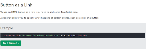 W3Shools exercise on how to use a button as a link