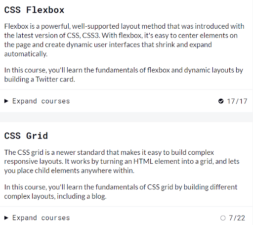 FreeCodeCamp flexbox and grid courses