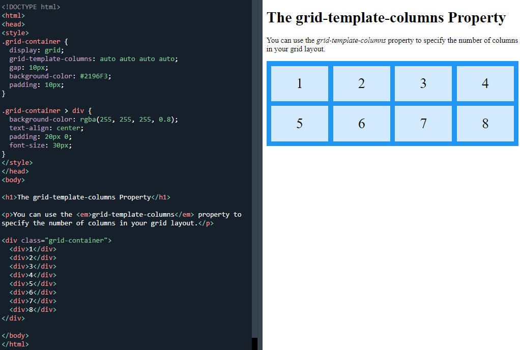 You can use the grid-template-columns property to specify the number of columns in your grid layout.