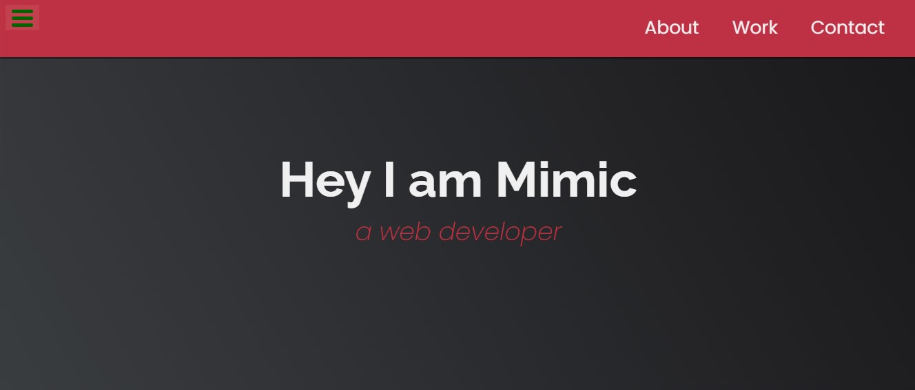 The personal portfolio page header from FreeCodeCamp