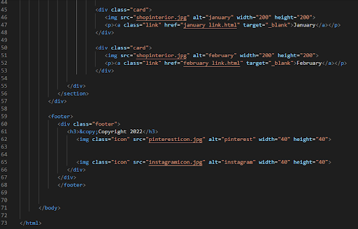 second section of my blog's HTML code