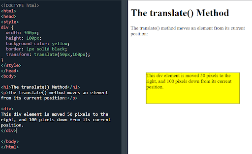 CSS translate() method