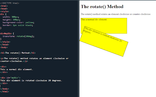 The CSS rotate() method