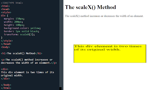 The CSS scaleX() method