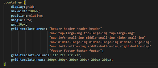 CSS grid layout code