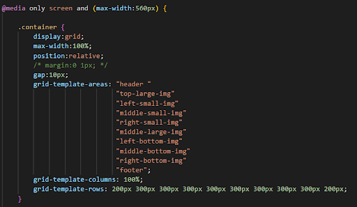 CSS code for mobile layout