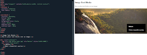 Image text blocks code and example