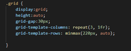 My CSS grid code for the shop page