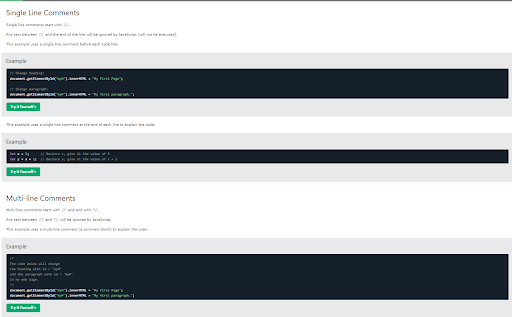 Comments in JavaScript