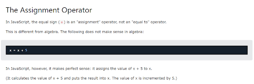 JavaScript Assignment Operator