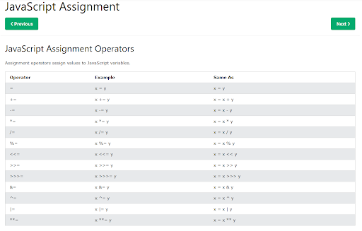 JavaScript assignment