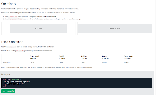 W3School's Bootstrap 4 container page