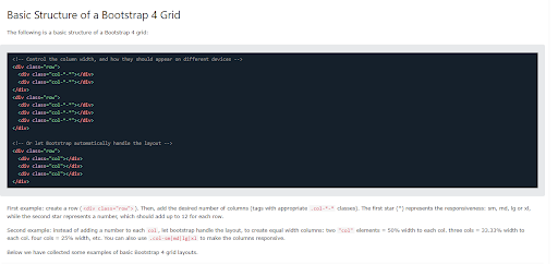 W3School's Bootstrap 4 grids' code