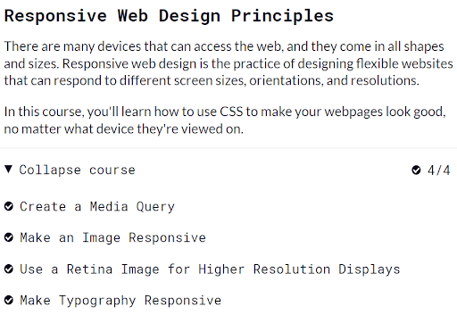 Free Code Camp responsive web design principles