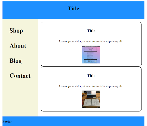 sample page using grid-area