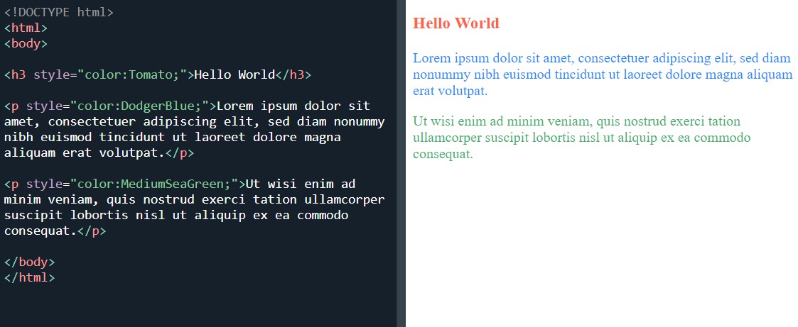 Text colour for HTML