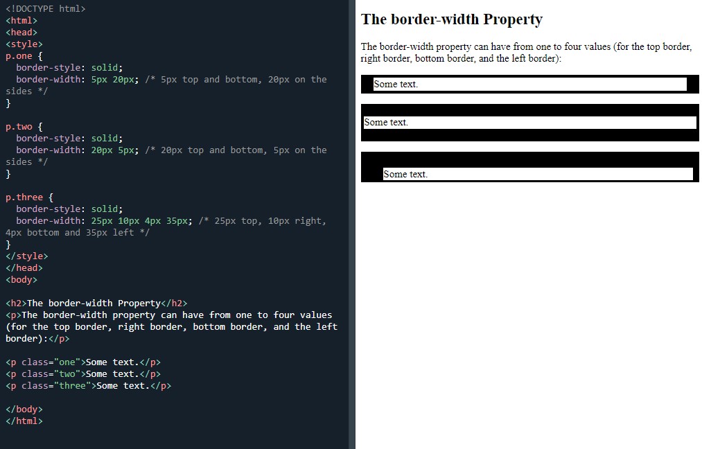 CSS top, bottom and side border-width