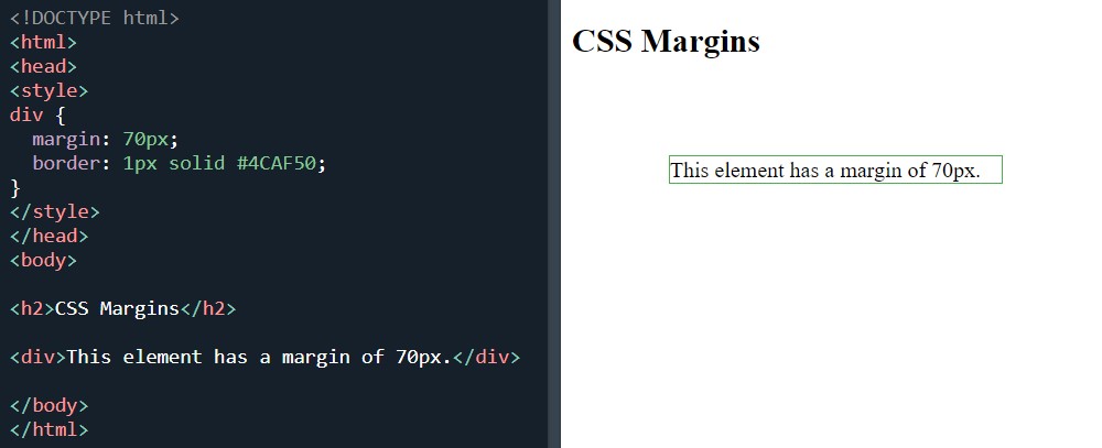 CSS 70px margin