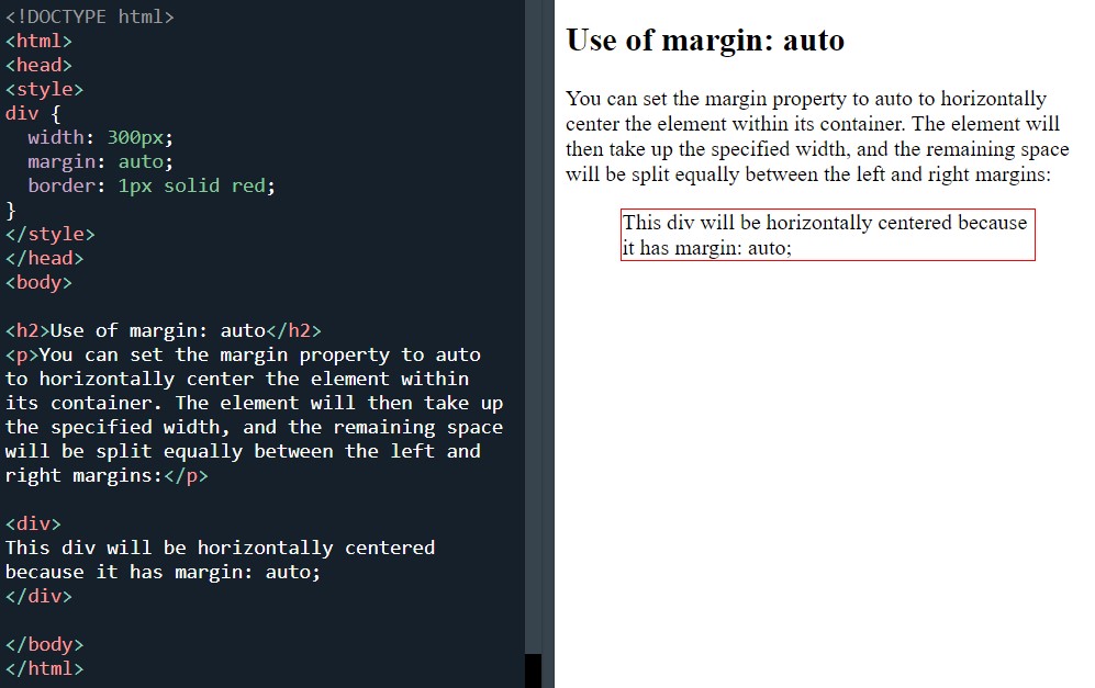 CSS margin auto