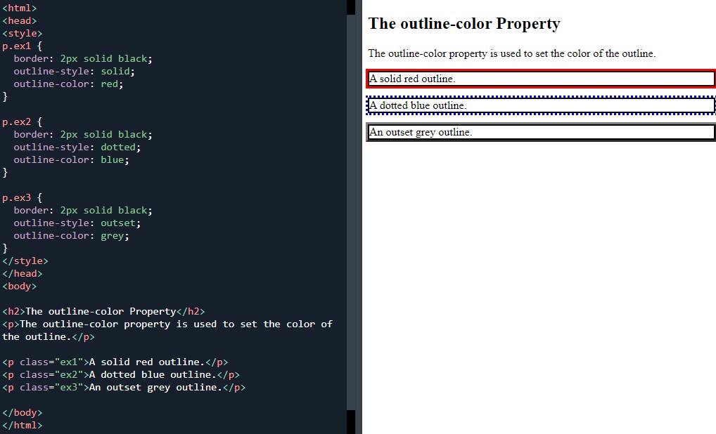 CSS outline colour