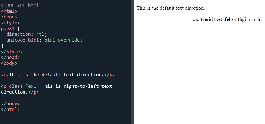 CSS text direction