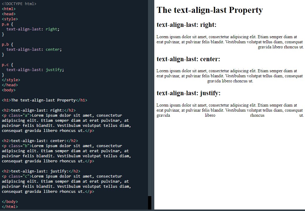 CSS text-align-last property