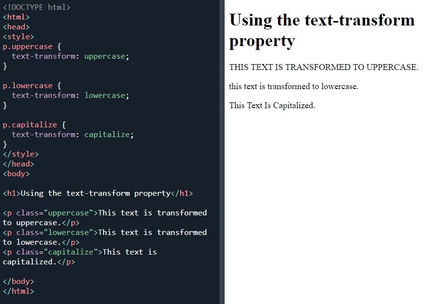 CSS text-transform: uppercase,lowercase, capitalize