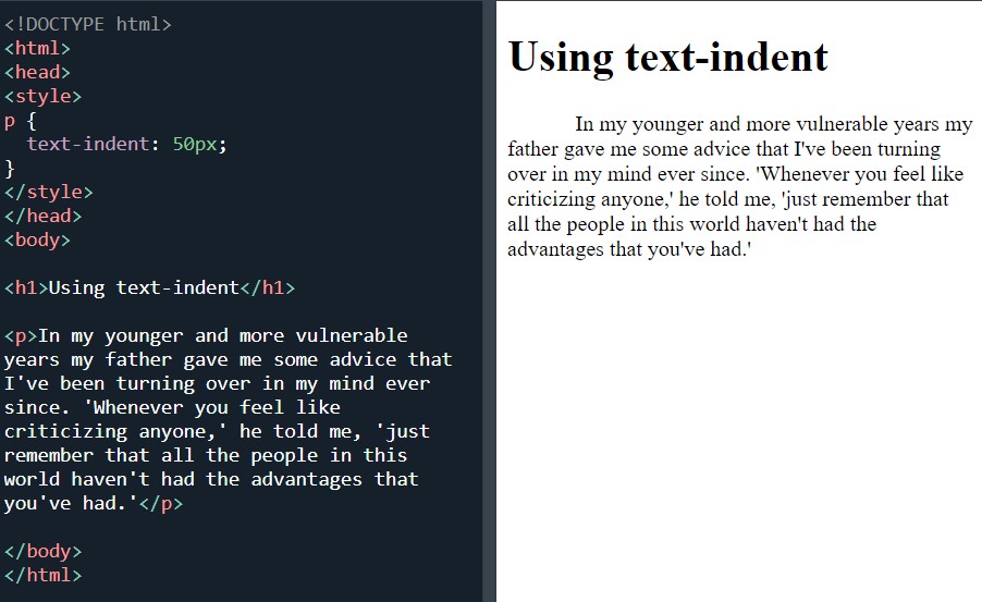 CSS text-indent property