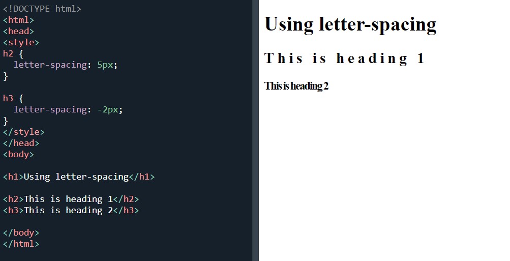 CSS letter-spacing property